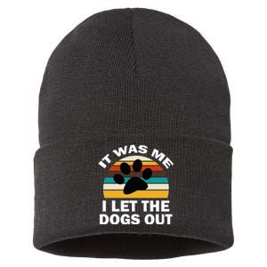 It Was Me I Let The Dogs Out Funny Puppy Lover Sustainable Knit Beanie