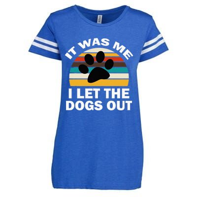 It Was Me I Let The Dogs Out Funny Puppy Lover Enza Ladies Jersey Football T-Shirt