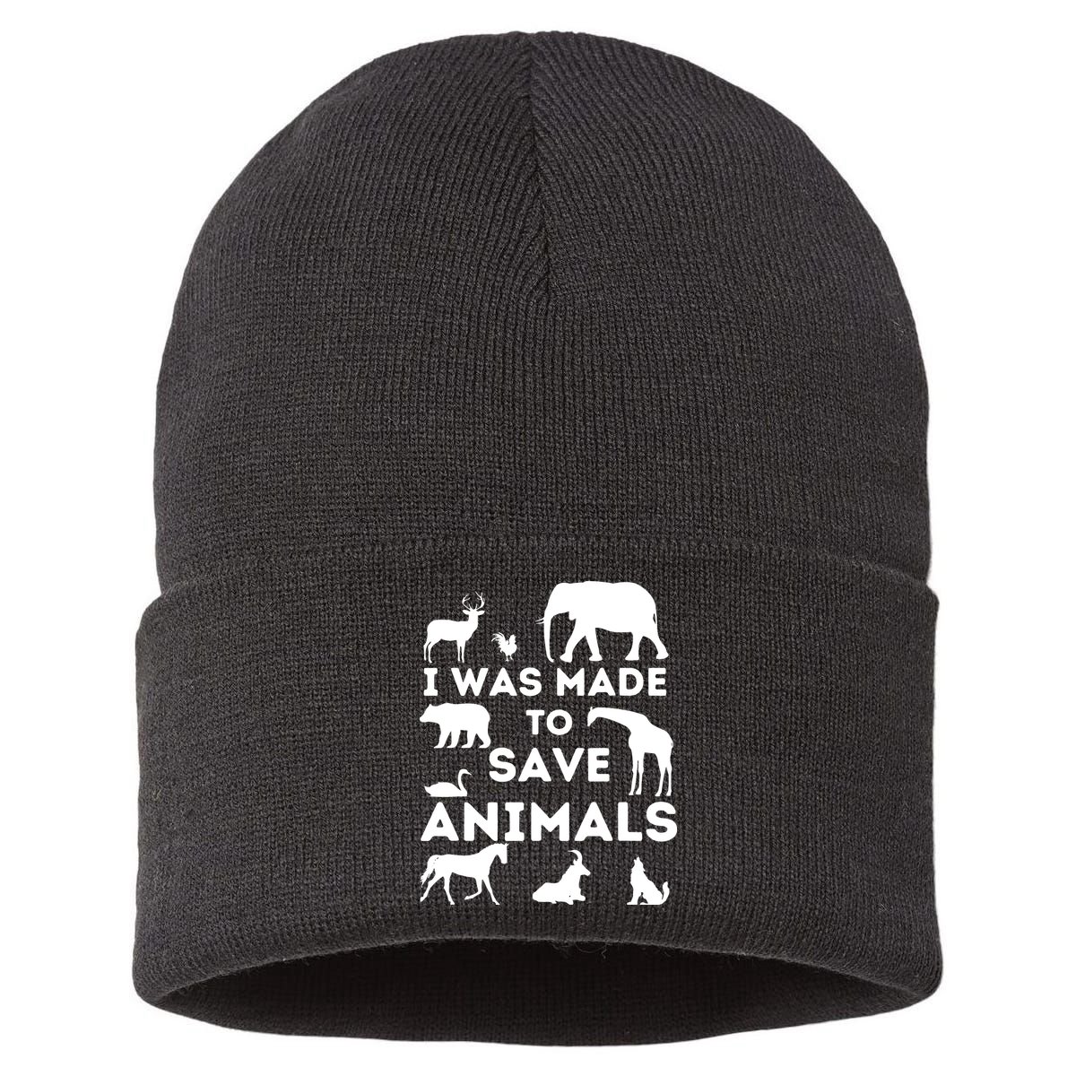 I Was Made To Save Animals Animal Rescue Protection Sustainable Knit Beanie