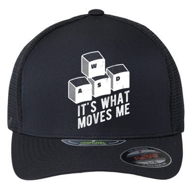 Its What Moves Me Game Wasd Keyboards Gamer Minimal Outfit Gift Flexfit Unipanel Trucker Cap