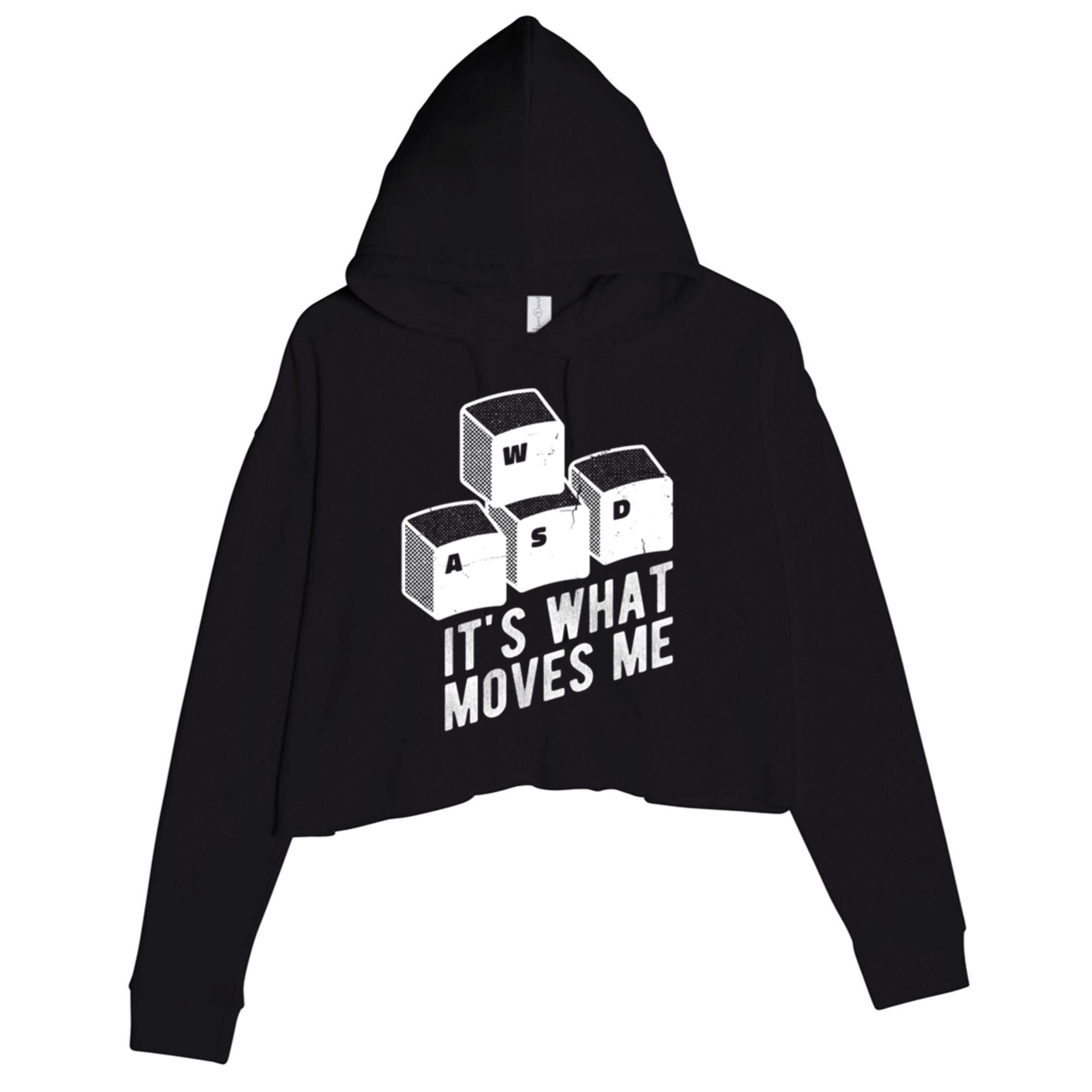 Its What Moves Me Game Wasd Keyboards Gamer Minimal Outfit Gift Crop Fleece Hoodie