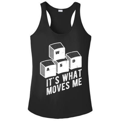Its What Moves Me Game Wasd Keyboards Gamer Minimal Outfit Gift Ladies PosiCharge Competitor Racerback Tank