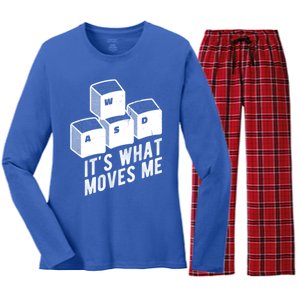 Its What Moves Me Game Wasd Keyboards Gamer Minimal Outfit Gift Women's Long Sleeve Flannel Pajama Set 