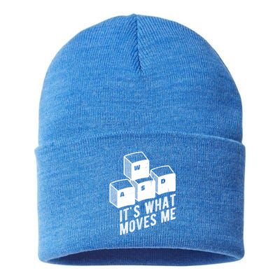 Its What Moves Me Game Wasd Keyboards Gamer Minimal Outfit Gift Sustainable Knit Beanie