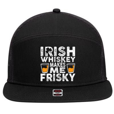 Irish Whiskey Makes Me Frisky Funny St Patricks Day Gifts 7 Panel Mesh Trucker Snapback Hat