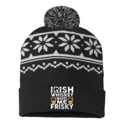 Irish Whiskey Makes Me Frisky Funny St Patricks Day Gifts USA-Made Snowflake Beanie