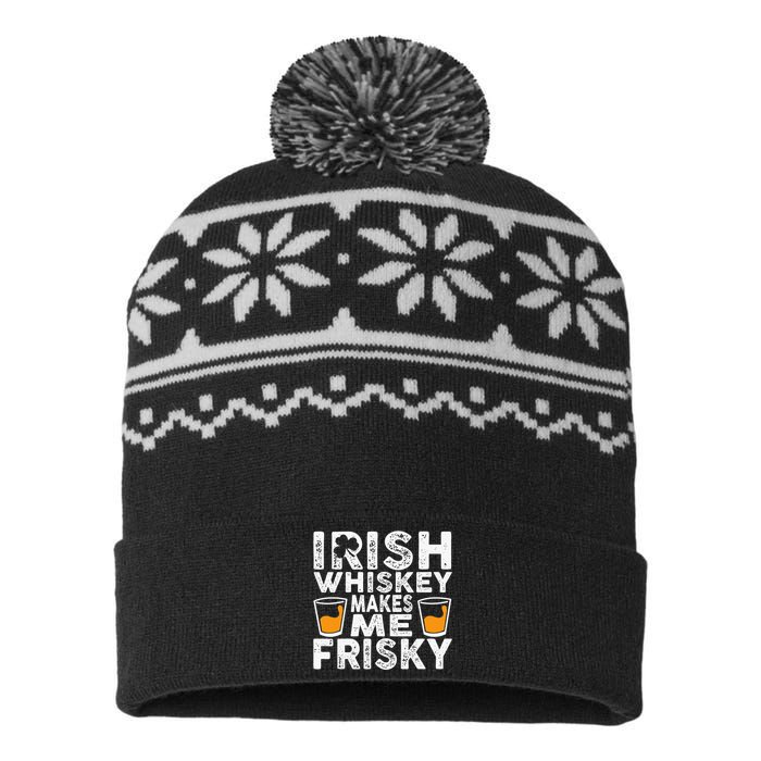 Irish Whiskey Makes Me Frisky Funny St Patricks Day Gifts USA-Made Snowflake Beanie