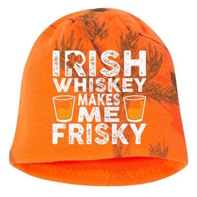 Irish Whiskey Makes Me Frisky Funny St Patricks Day Gifts Kati - Camo Knit Beanie