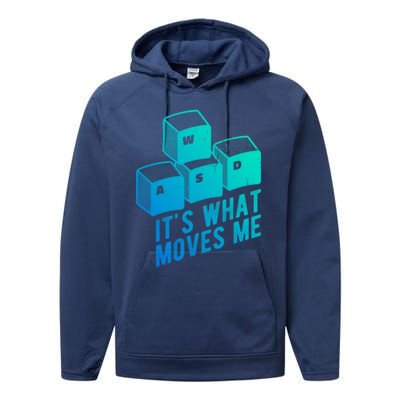 Its What Moves Me Game Wasd Keyboards Gamer Minimal Outfit Gift Performance Fleece Hoodie