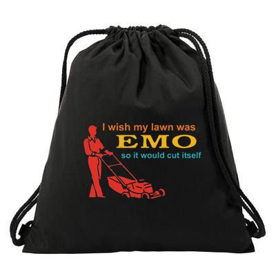 I Wish My Lawn Was Emo So It Would Cut Itself Apparel Drawstring Bag