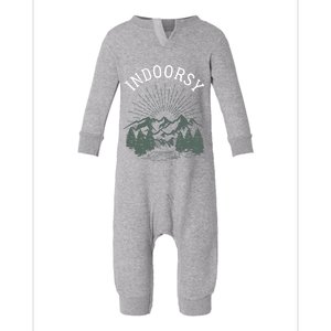 Indoorsy Wo Mom Ironic Outdoorsy Christmas Birthday Infant Fleece One Piece