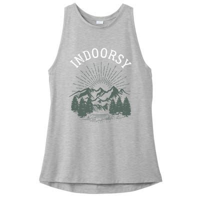 Indoorsy Wo Mom Ironic Outdoorsy Christmas Birthday Ladies PosiCharge Tri-Blend Wicking Tank