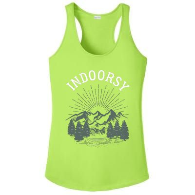 Indoorsy Wo Mom Ironic Outdoorsy Christmas Birthday Ladies PosiCharge Competitor Racerback Tank