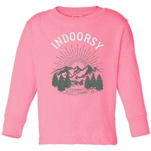 Indoorsy Wo Mom Ironic Outdoorsy Christmas Birthday Toddler Long Sleeve Shirt