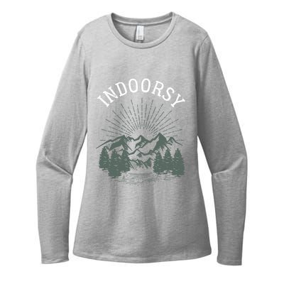 Indoorsy Wo Mom Ironic Outdoorsy Christmas Birthday Womens CVC Long Sleeve Shirt