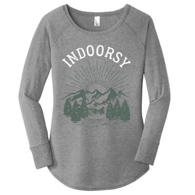 Indoorsy Wo Mom Ironic Outdoorsy Christmas Birthday Women's Perfect Tri Tunic Long Sleeve Shirt