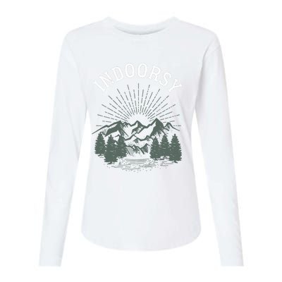 Indoorsy Wo Mom Ironic Outdoorsy Christmas Birthday Womens Cotton Relaxed Long Sleeve T-Shirt