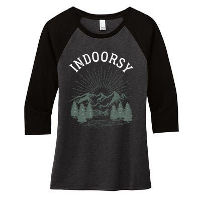 Indoorsy Wo Mom Ironic Outdoorsy Christmas Birthday Women's Tri-Blend 3/4-Sleeve Raglan Shirt