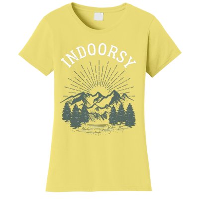 Indoorsy Wo Mom Ironic Outdoorsy Christmas Birthday Women's T-Shirt