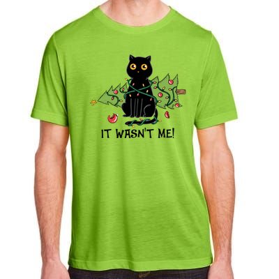 It Wasnt Me Christmas Tree Funny Cat Adult ChromaSoft Performance T-Shirt