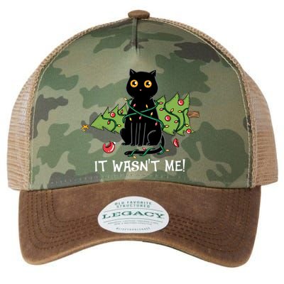 It Wasnt Me Christmas Tree Funny Cat Legacy Tie Dye Trucker Hat