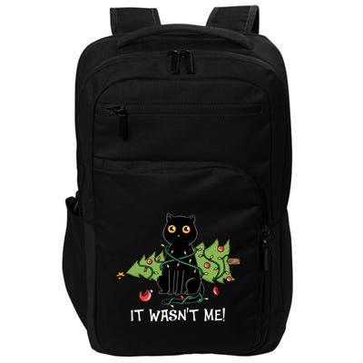 It Wasnt Me Christmas Tree Funny Cat Impact Tech Backpack