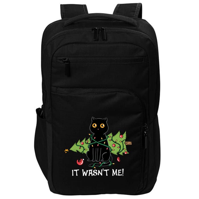 It Wasnt Me Christmas Tree Funny Cat Impact Tech Backpack
