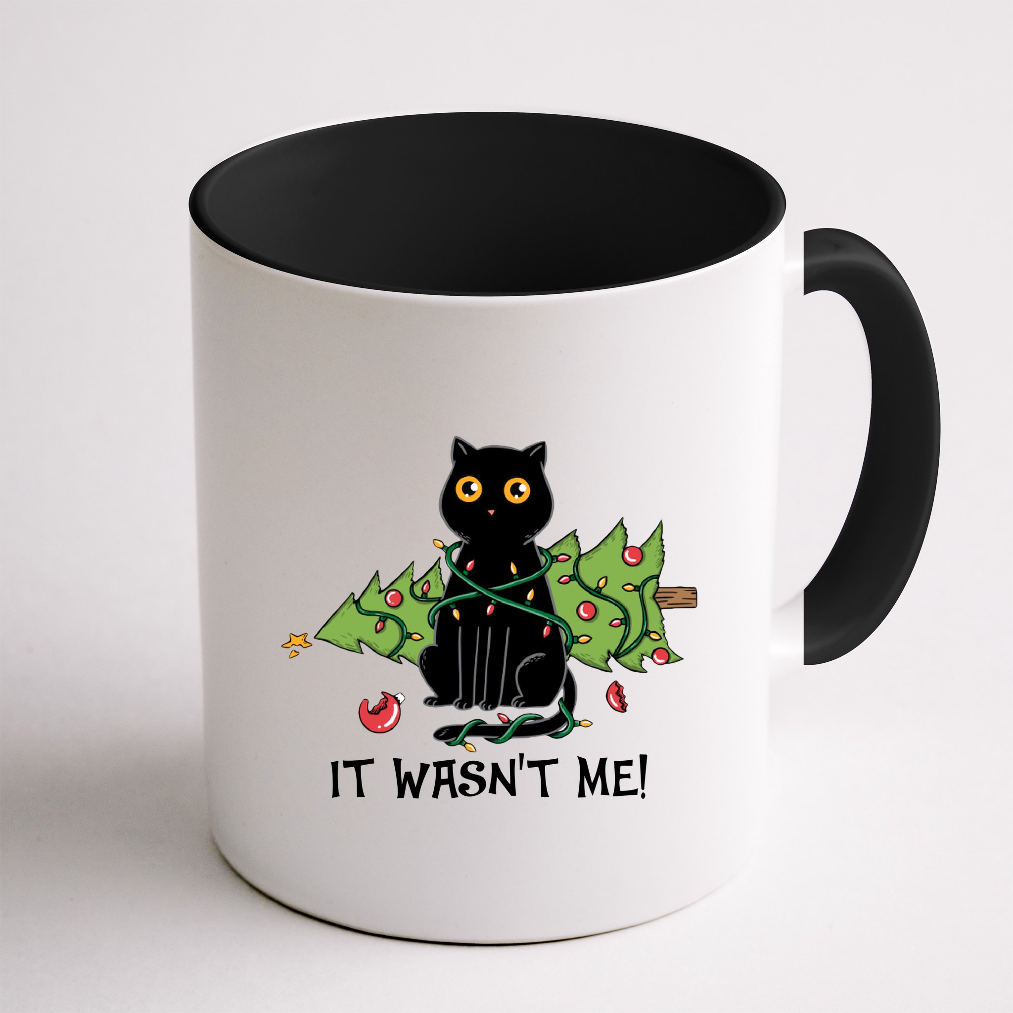 It Wasnt Me Christmas Tree Funny Cat Mug