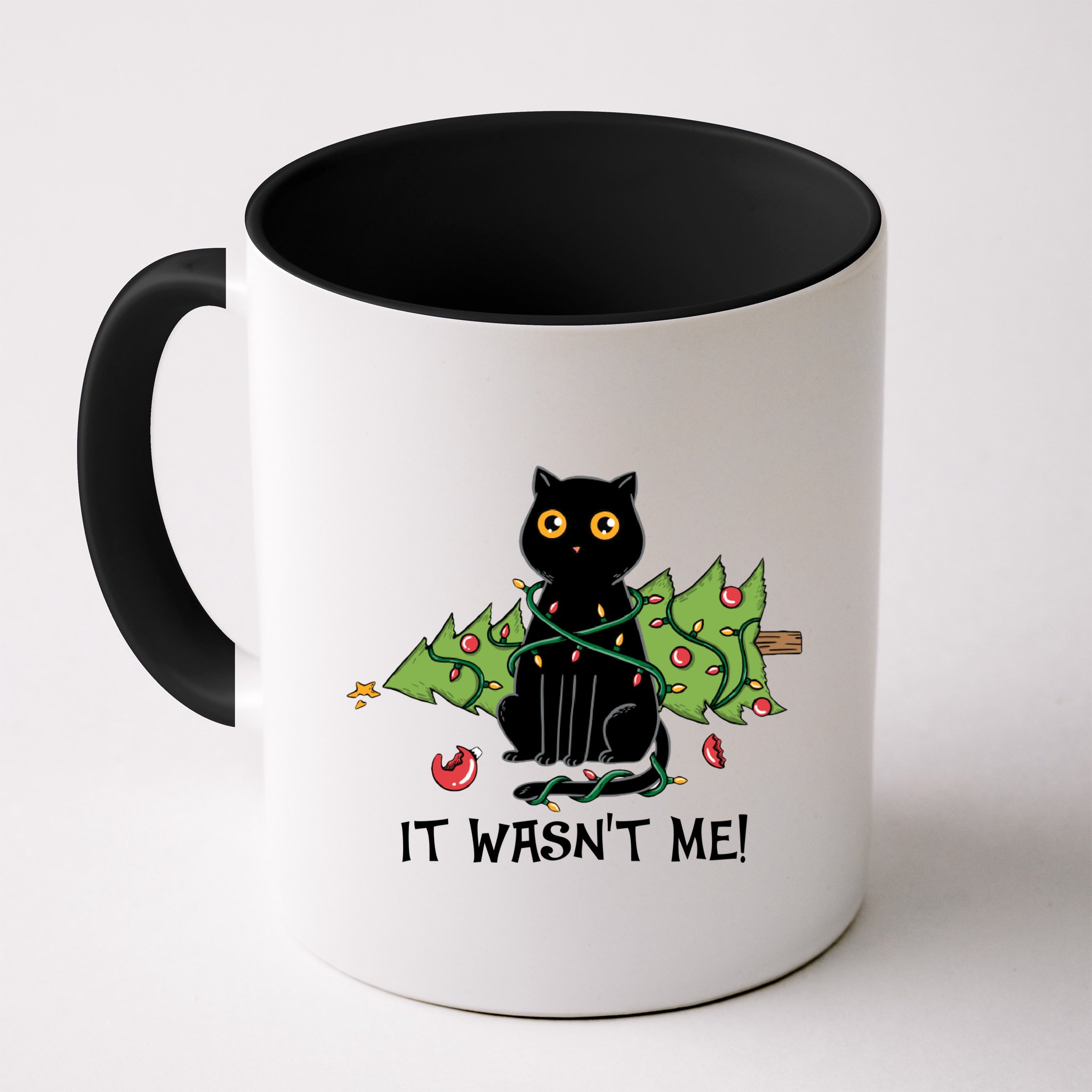 It Wasnt Me Christmas Tree Funny Cat Mug