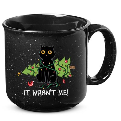 It Wasnt Me Christmas Tree Funny Cat 15oz Campfire Ceramic Mug