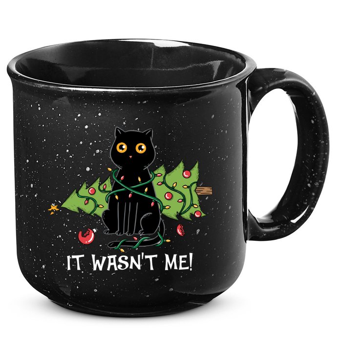 It Wasnt Me Christmas Tree Funny Cat 15oz Campfire Ceramic Mug