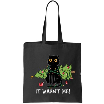 It Wasnt Me Christmas Tree Funny Cat Bag