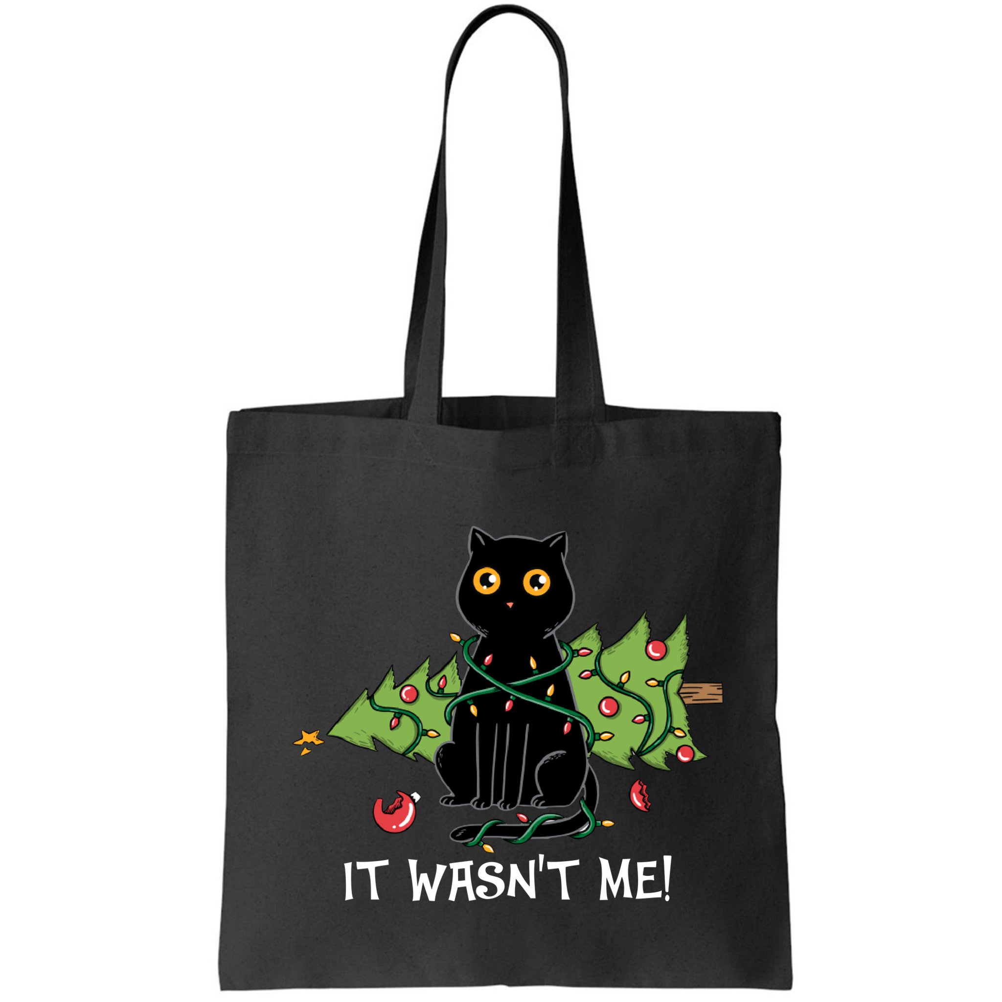It Wasnt Me Christmas Tree Funny Cat Bag