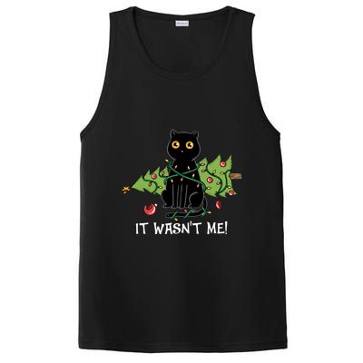 It Wasnt Me Christmas Tree Funny Cat PosiCharge Competitor Tank