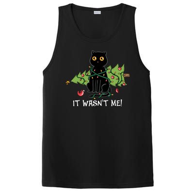 It Wasnt Me Christmas Tree Funny Cat PosiCharge Competitor Tank