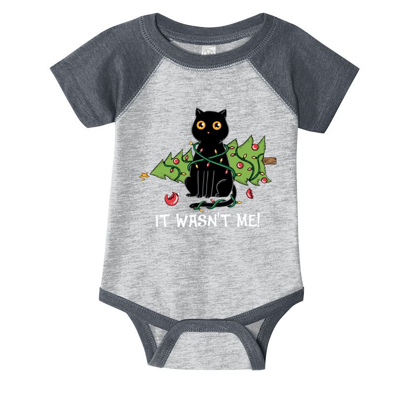 It Wasnt Me Christmas Tree Funny Cat Infant Baby Jersey Bodysuit