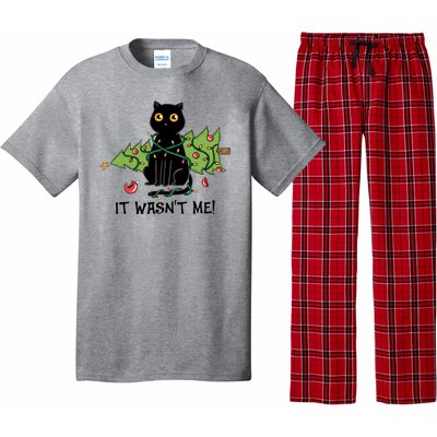 It Wasnt Me Christmas Tree Funny Cat Pajama Set