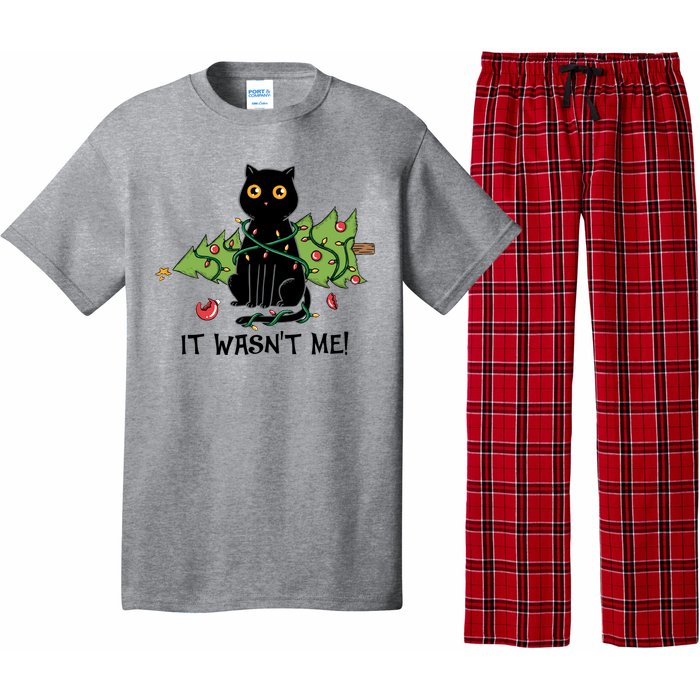 It Wasnt Me Christmas Tree Funny Cat Pajama Set