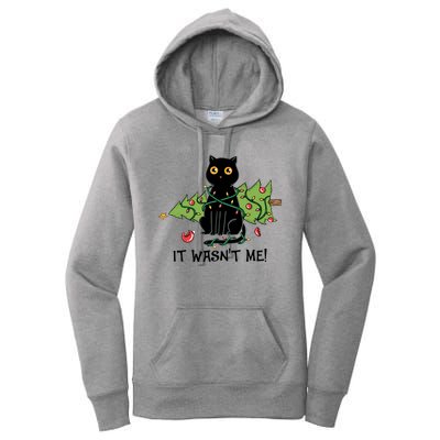 It Wasnt Me Christmas Tree Funny Cat Women's Pullover Hoodie