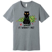 It Wasnt Me Christmas Tree Funny Cat Premium T-Shirt