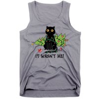 It Wasnt Me Christmas Tree Funny Cat Tank Top