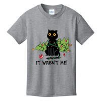 It Wasnt Me Christmas Tree Funny Cat Kids T-Shirt