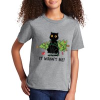 It Wasnt Me Christmas Tree Funny Cat Kids T-Shirt