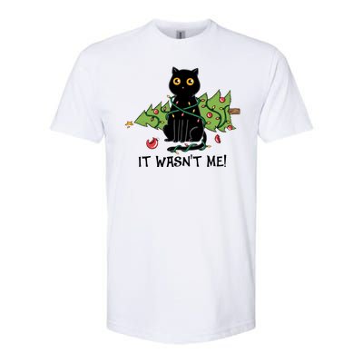 It Wasnt Me Christmas Tree Funny Cat Softstyle CVC T-Shirt