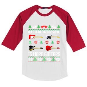 I Want More Guitars Funny Guitarist Ugly Christmas Gift Kids Colorblock Raglan Jersey