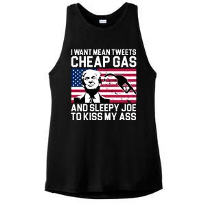 I Want Mean Tweets Cheap Gas Funny Sleepy Joe Ladies PosiCharge Tri-Blend Wicking Tank