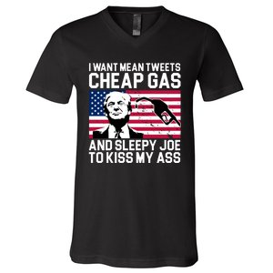 I Want Mean Tweets Cheap Gas Funny Sleepy Joe V-Neck T-Shirt