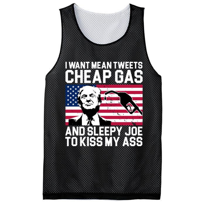 I Want Mean Tweets Cheap Gas Funny Sleepy Joe Mesh Reversible Basketball Jersey Tank