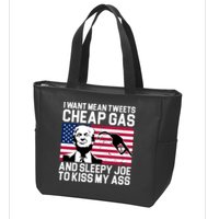I Want Mean Tweets Cheap Gas Funny Sleepy Joe Zip Tote Bag