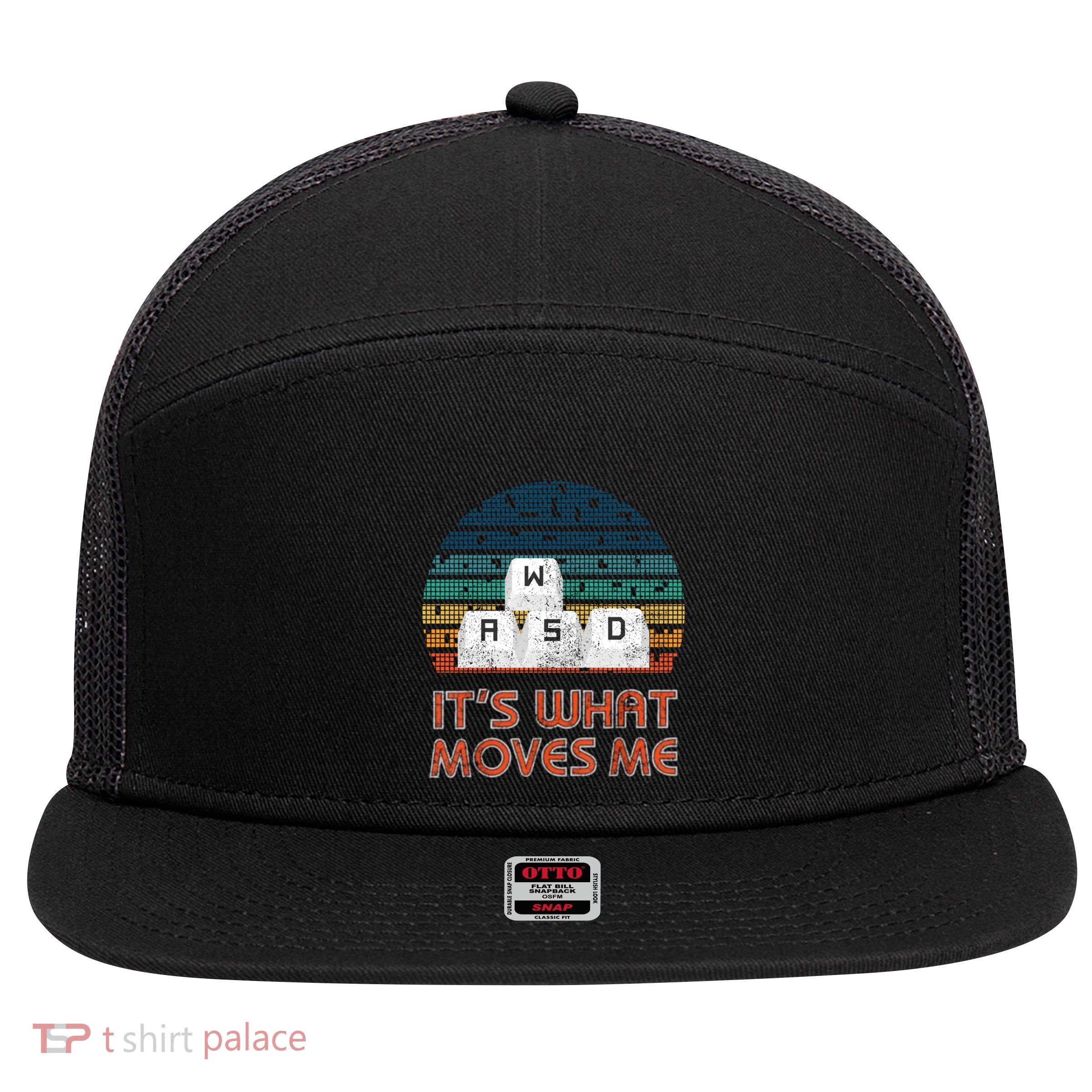 ItS What Moves Me W A S D Keycap Funny For Gamers Gift 7 Panel Mesh Trucker Snapback Hat